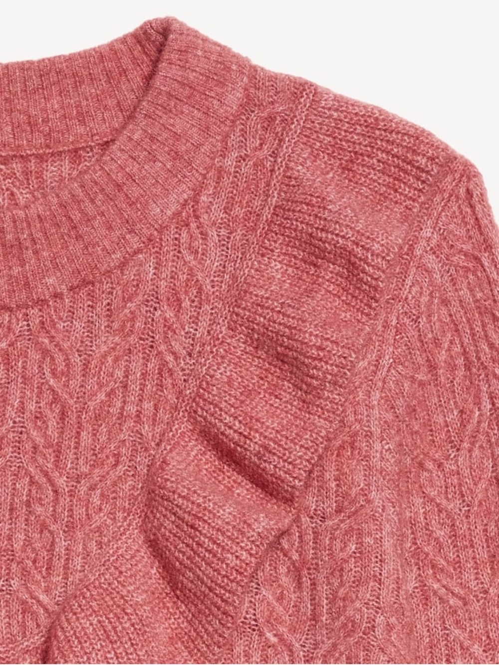 Old Navy Wool-Blend Cropped Ruffle Sweater, Mauve Rose, NWT - Picture 4 of 13